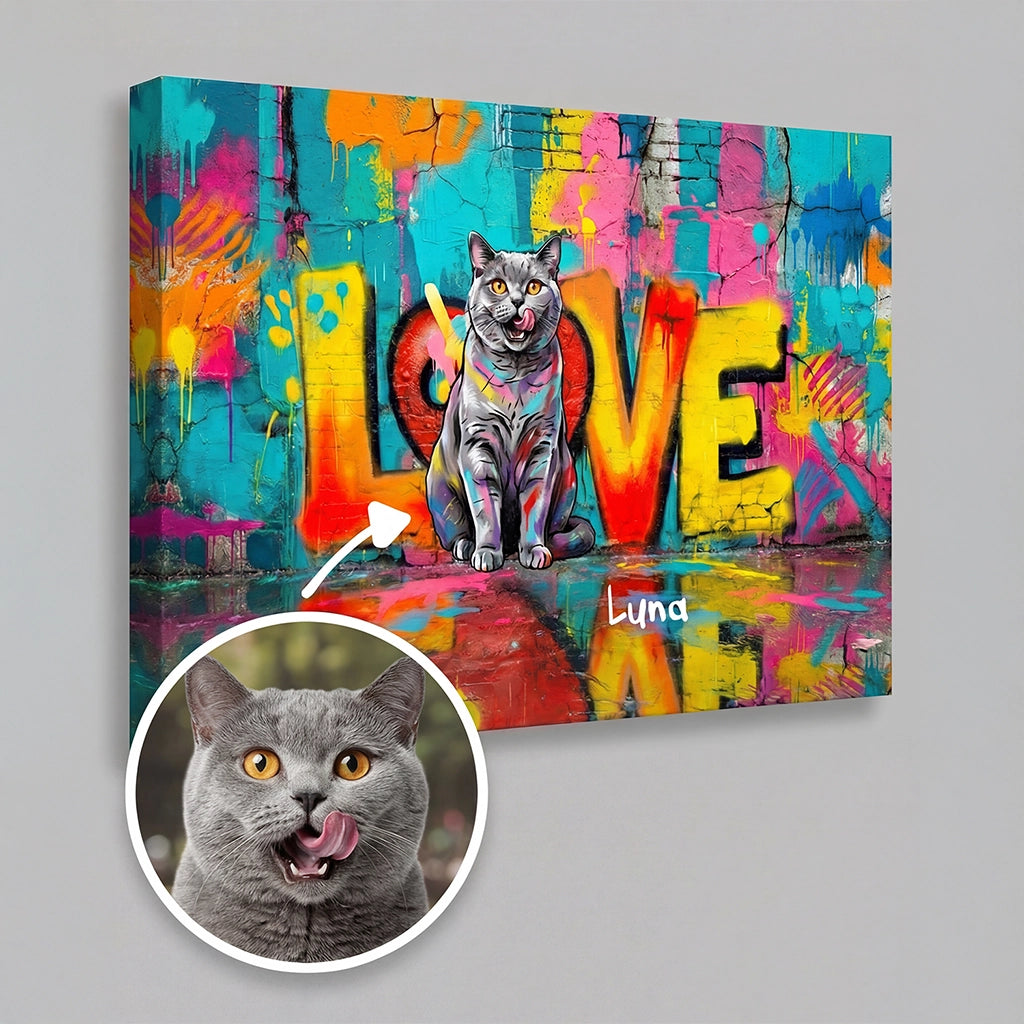 Personalized Canvas "LOVE" Cat