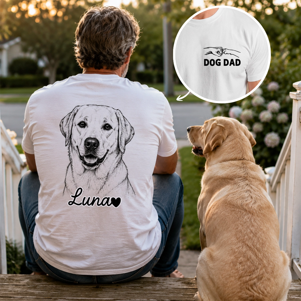 Personalized "Dog Dad" T-Shirt with Back Print
