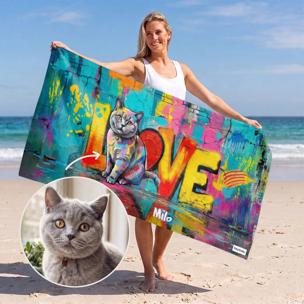 Personalized Towel "Love Cat"
