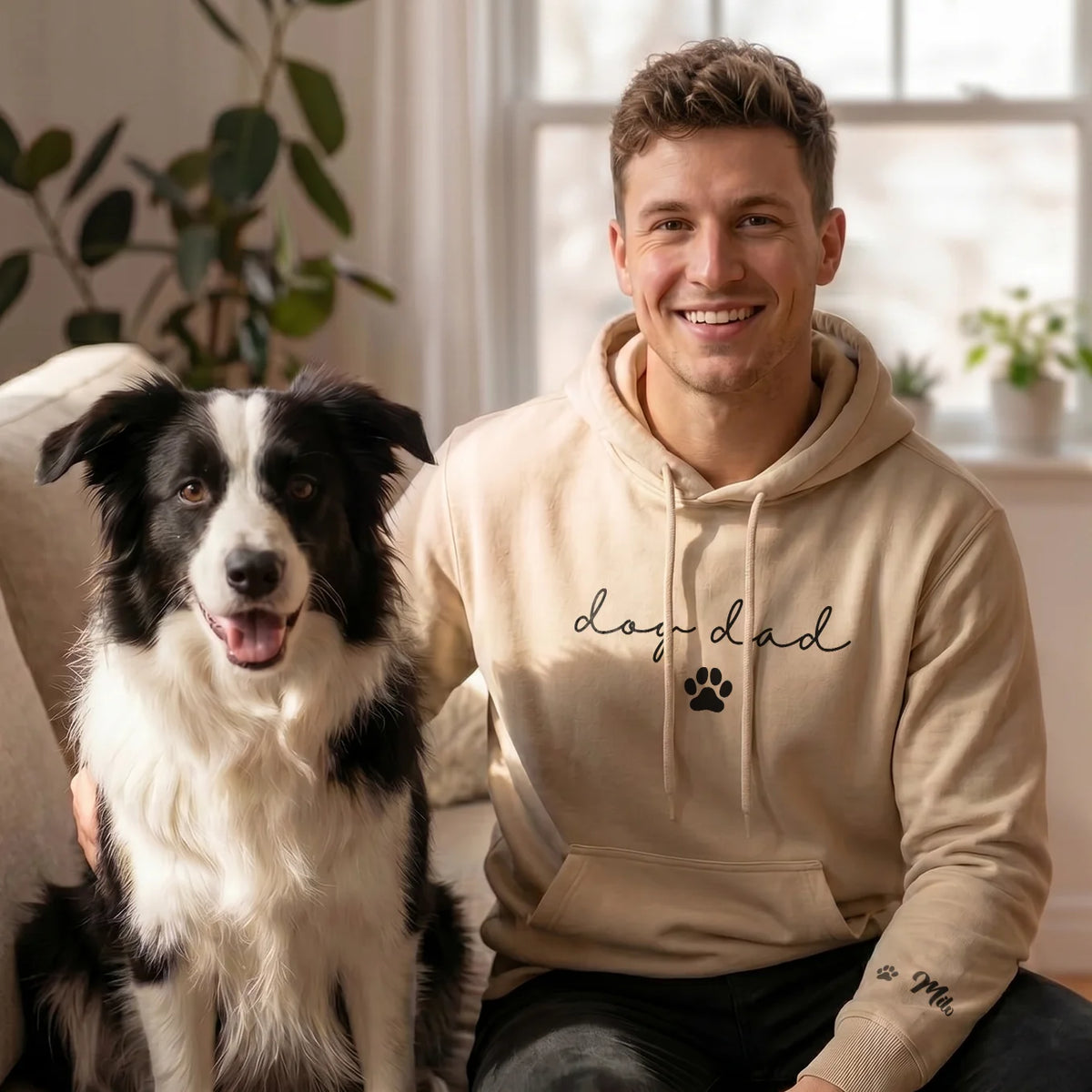 Personalized Hoodie "Dog Dad" with Sleeve Print