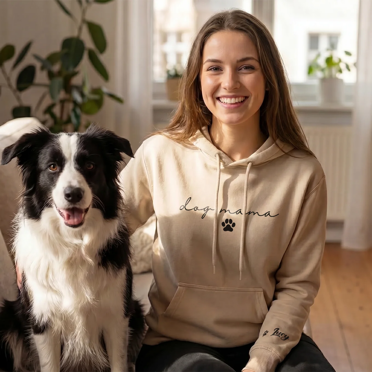 Personalized Hoodie "Dog Mama" with Sleeve Print