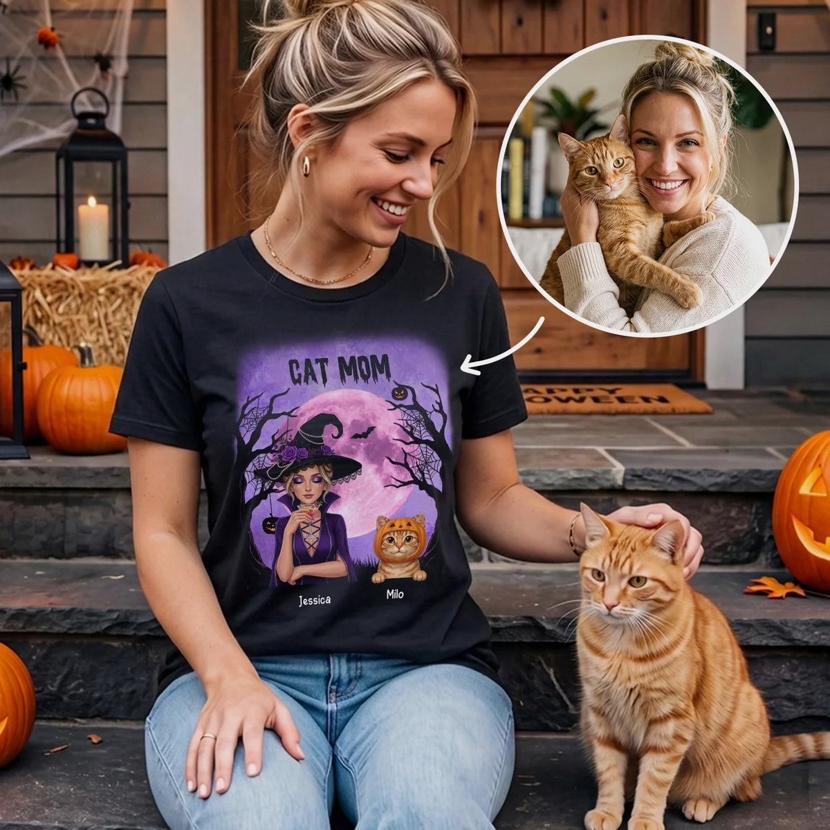 Personalized T-Shirt "Cat Mom Witch"
