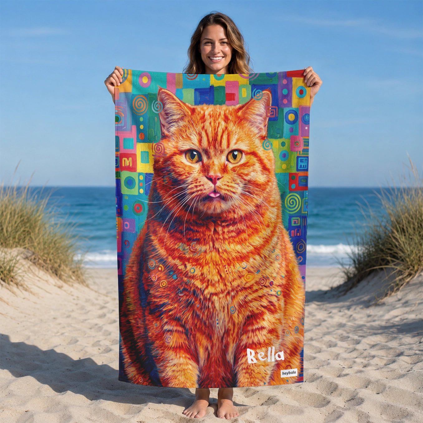 Personalized Beach Towel "Graffiti Cat"