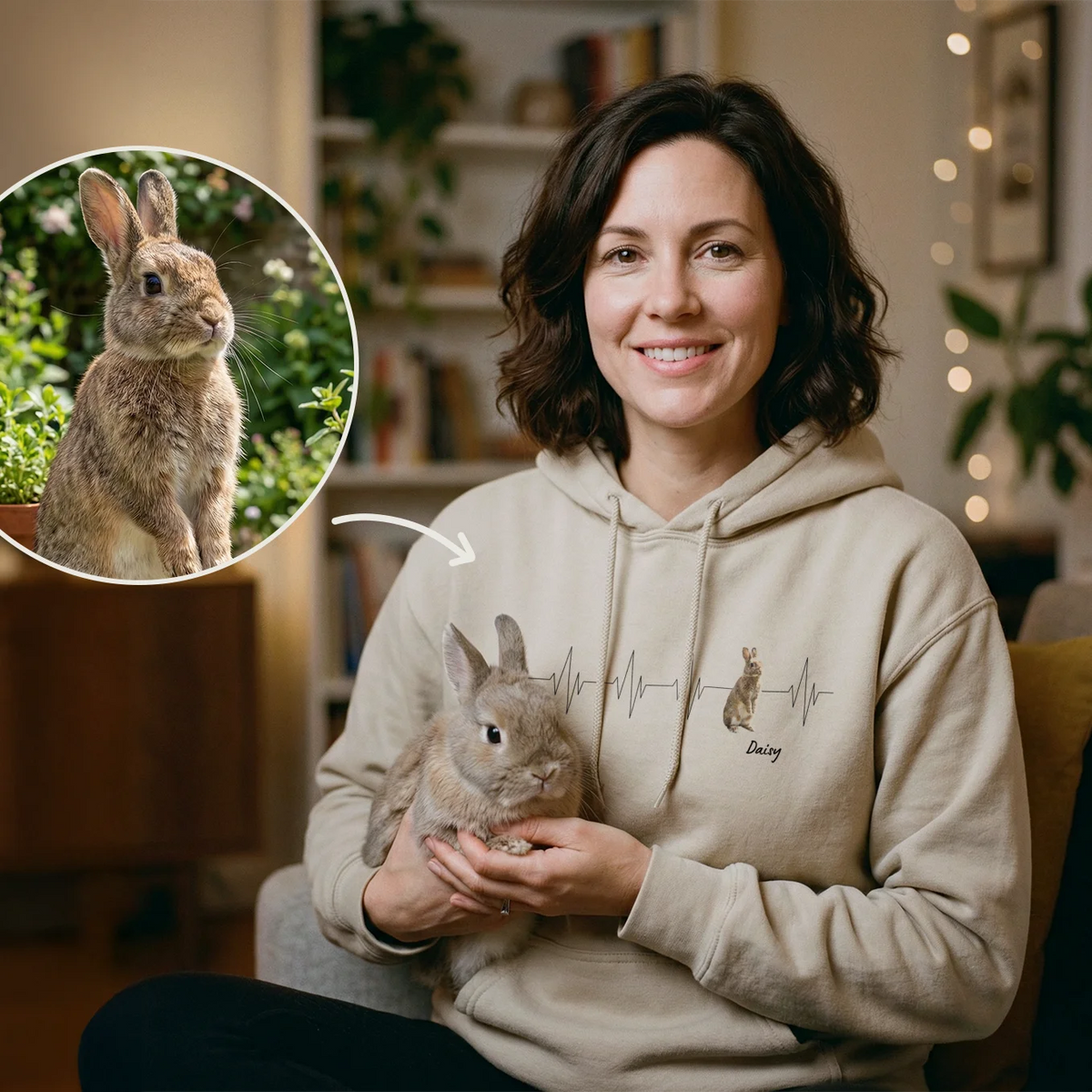 Personalized Hoodie "Heartbeat Bunny"