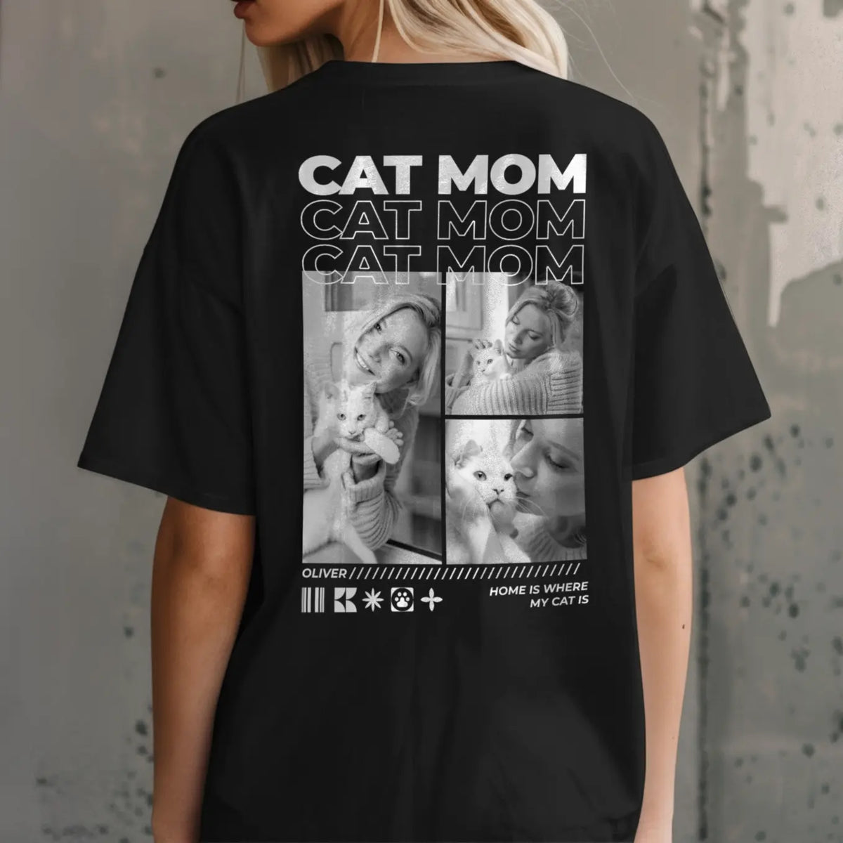 Personalized Oversized T-Shirt "Cat Mom"