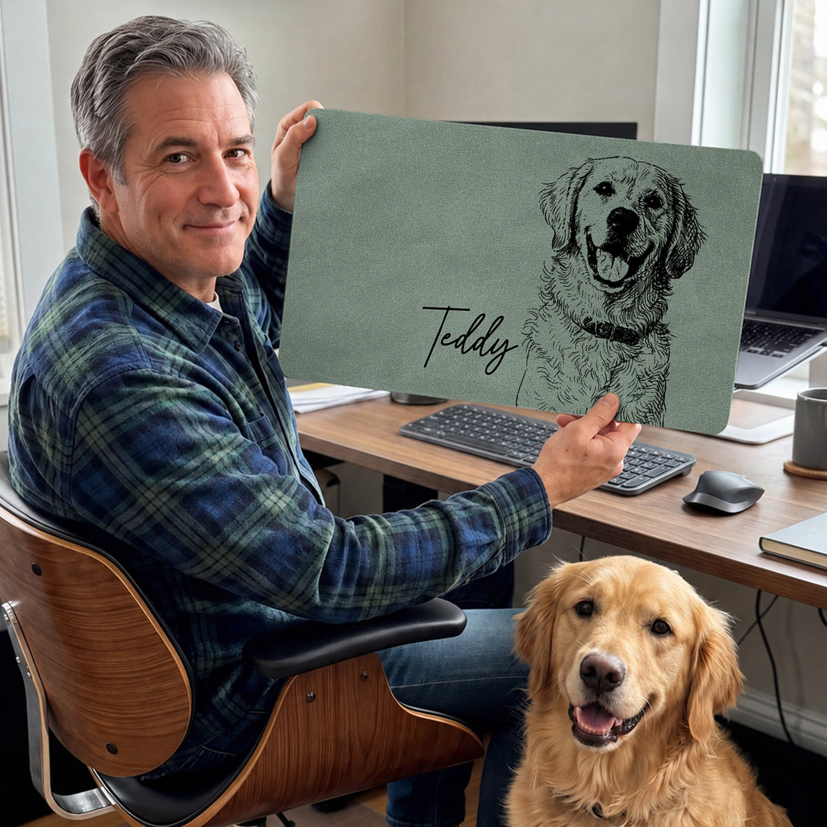 Personalized Deskmat "Dog Pencil Drawing" – personalisiertes Geschenk