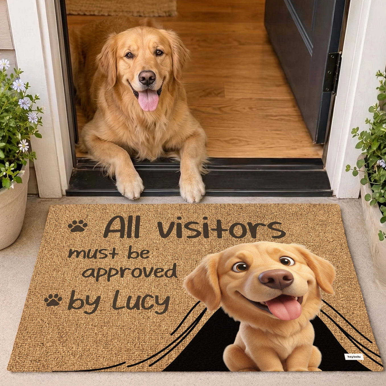 Personalized Doormat "Visit Approved Cartoon"