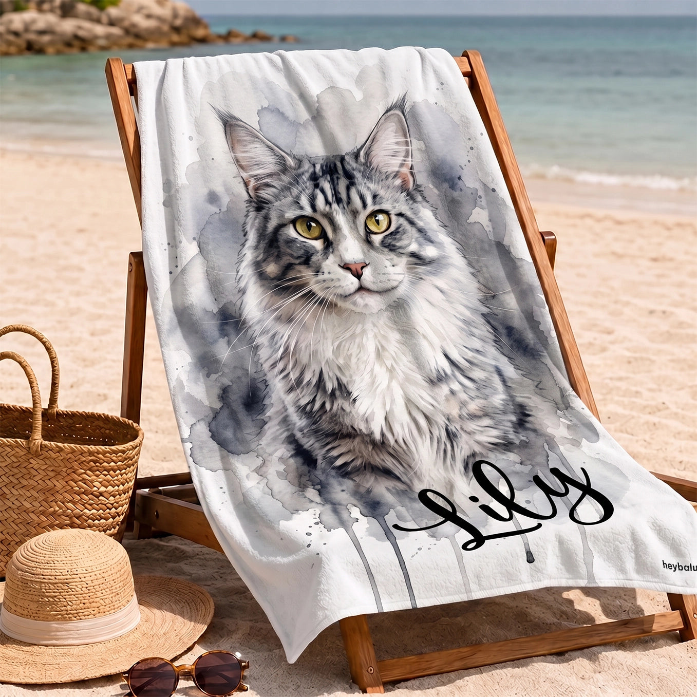 Personalized Towel "Watercolor Cat"