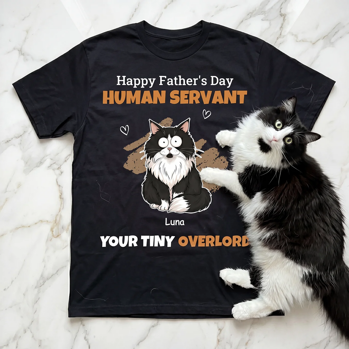 Personalized Human Servant Cat T-Shirt