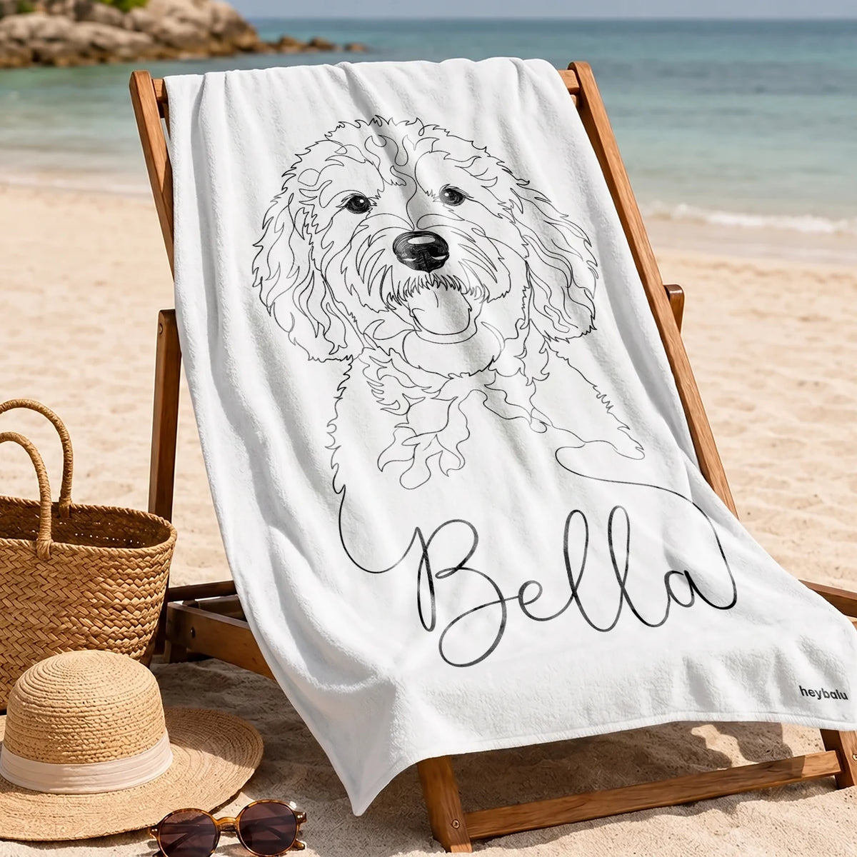 Personalisiertes Badetuch "Line Art" – personalisiertes Geschenk