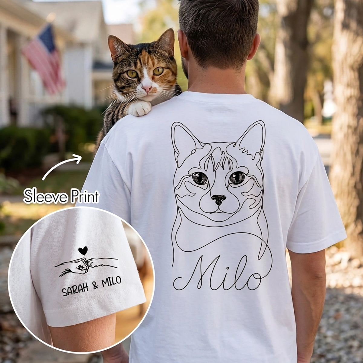 Personalisiertes Oversized Shirt "Cat Dad" mit Ärmeldruck – personalisiertes Geschenk