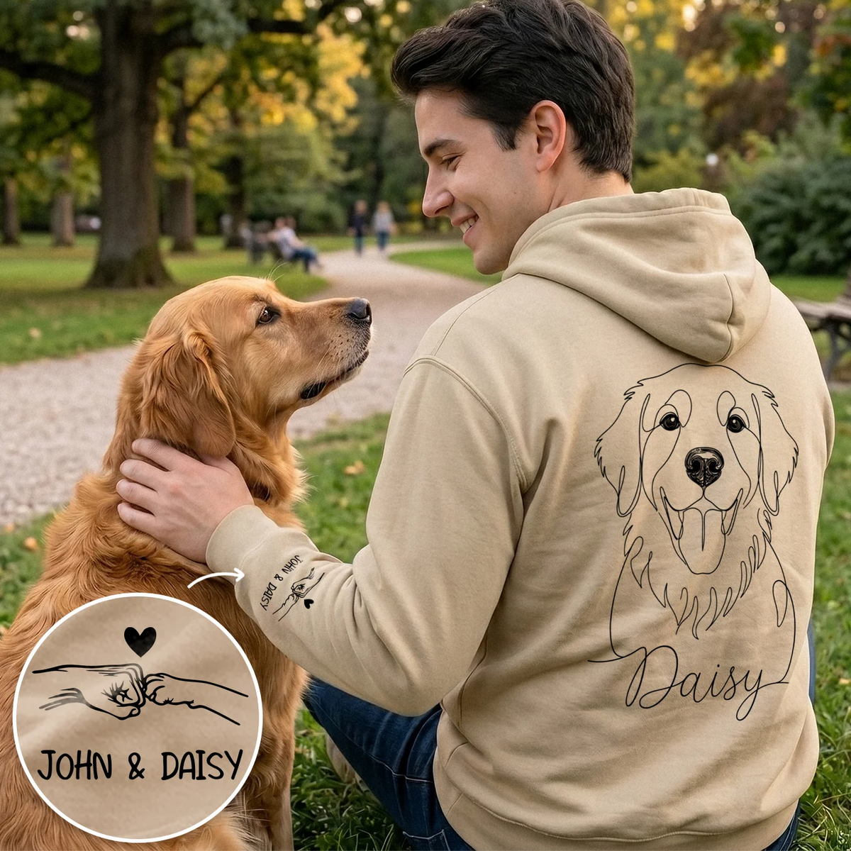 Personalisierter Hoodie "Dog Dad" mit Ärmeldruck – personalisiertes Geschenk