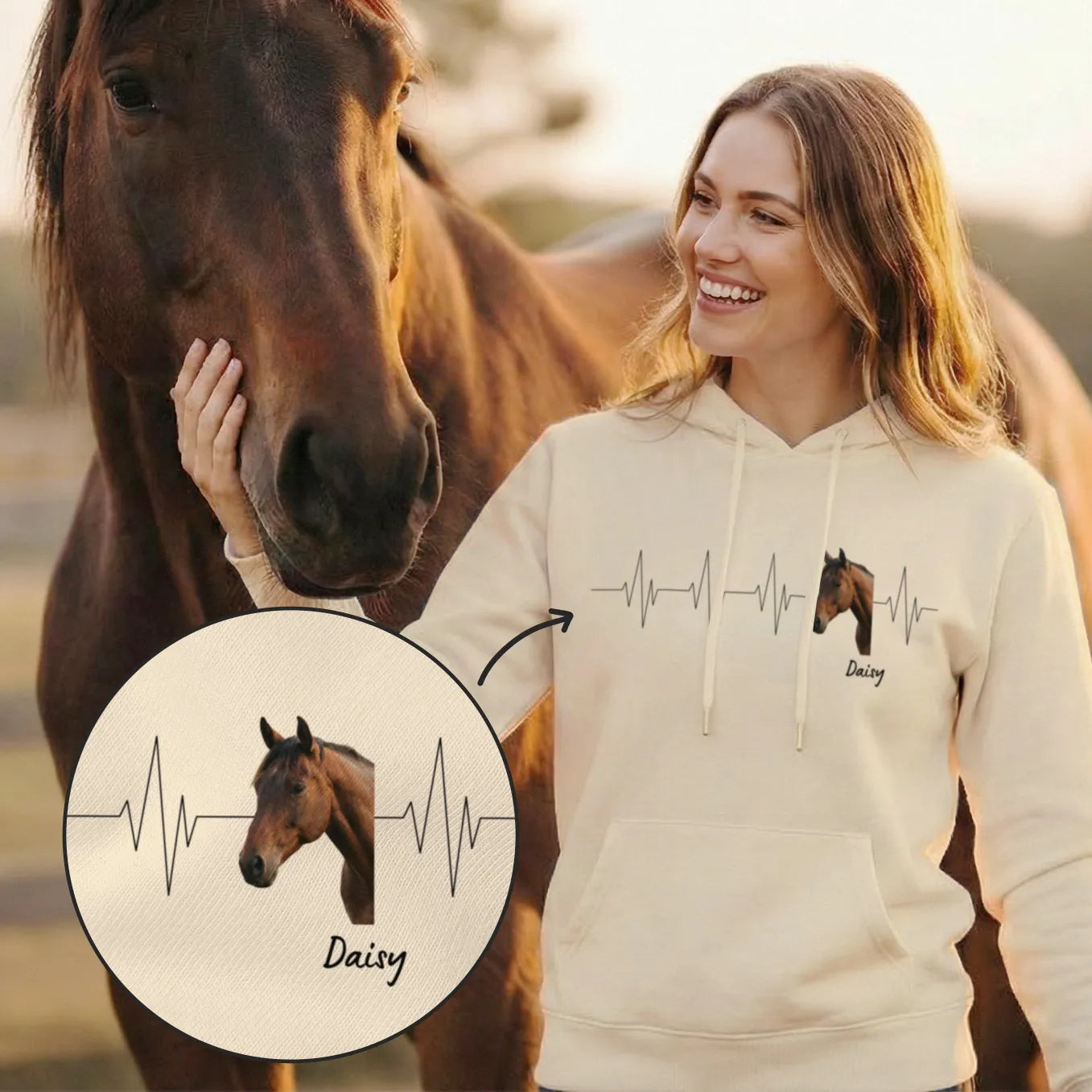 Personalized Hoodie "Heartbeat Horse Photo"