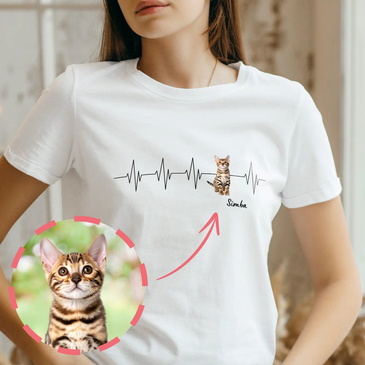 Personalized T-Shirt "Cat Heartbeat"