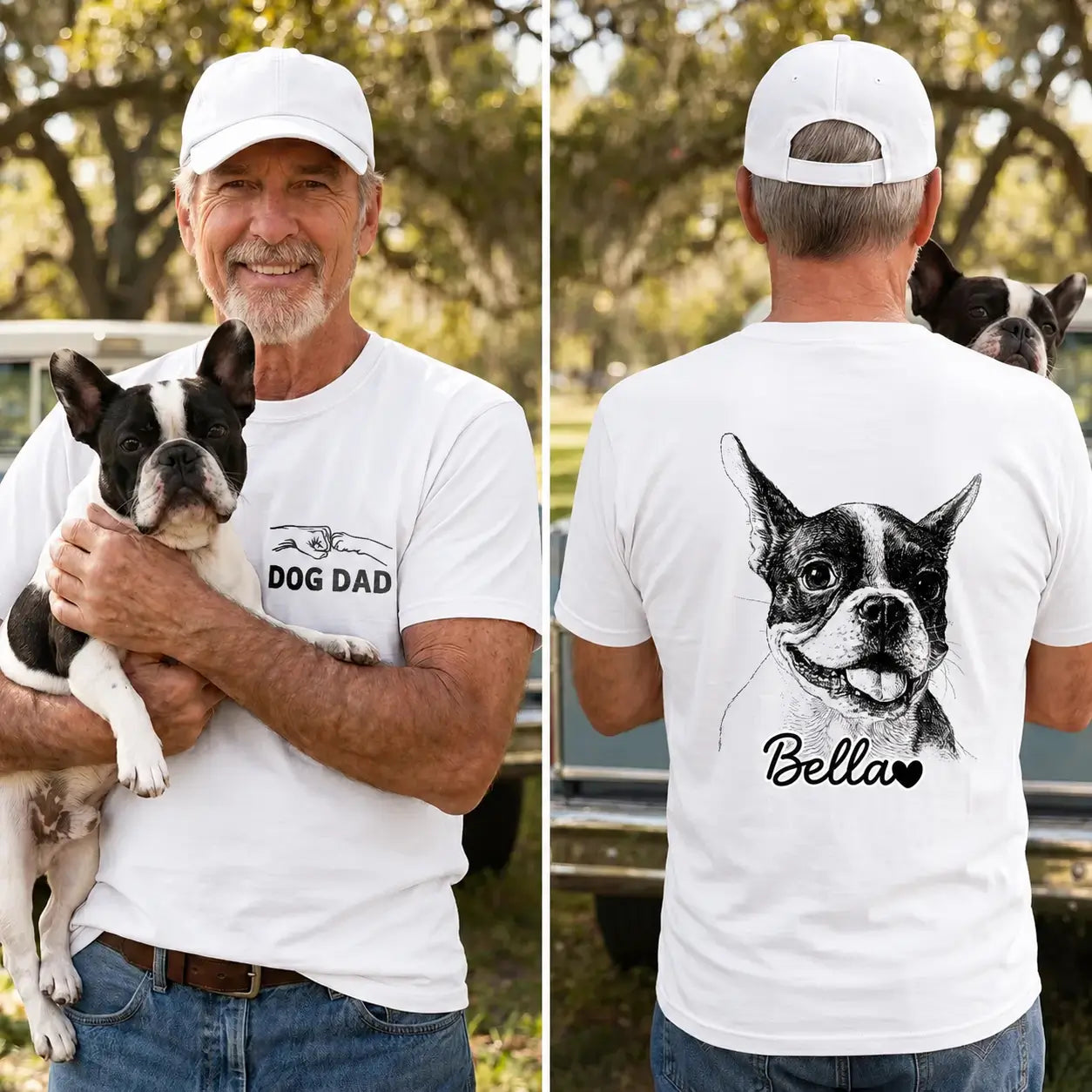 Personalized "Dog Dad" T-Shirt with Back Print
