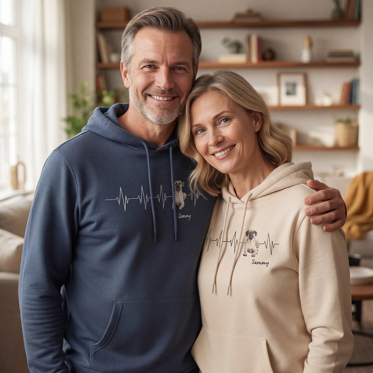Personalisierter Hoodie ''Herzschlag Haustier'' – personalisiertes Geschenk – Ansicht 2