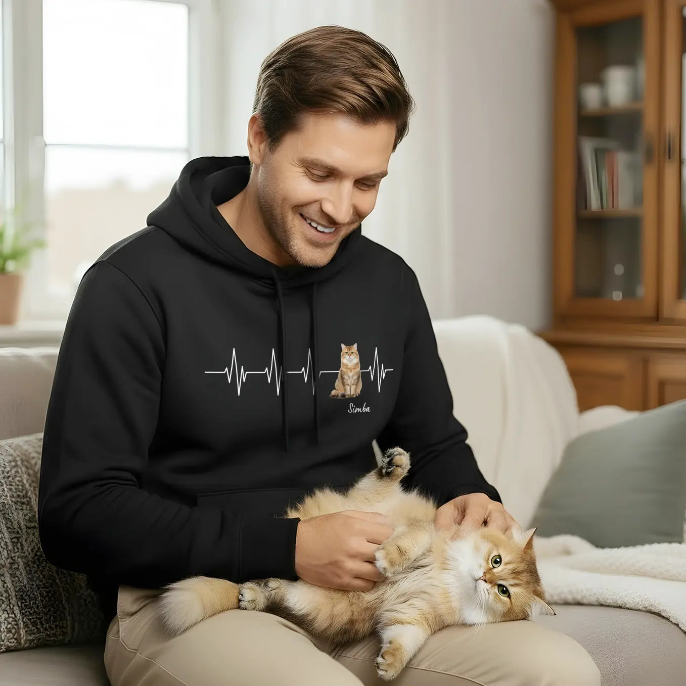 Personalized Hoodie "Heartbeat Cat Photo"