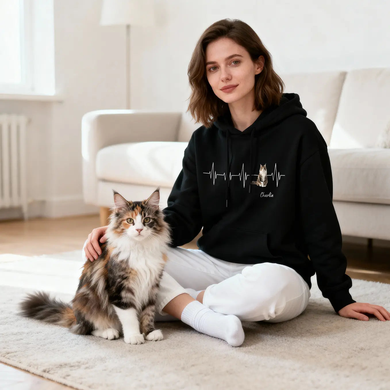 Personalized Hoodie "Heartbeat Cat Photo"