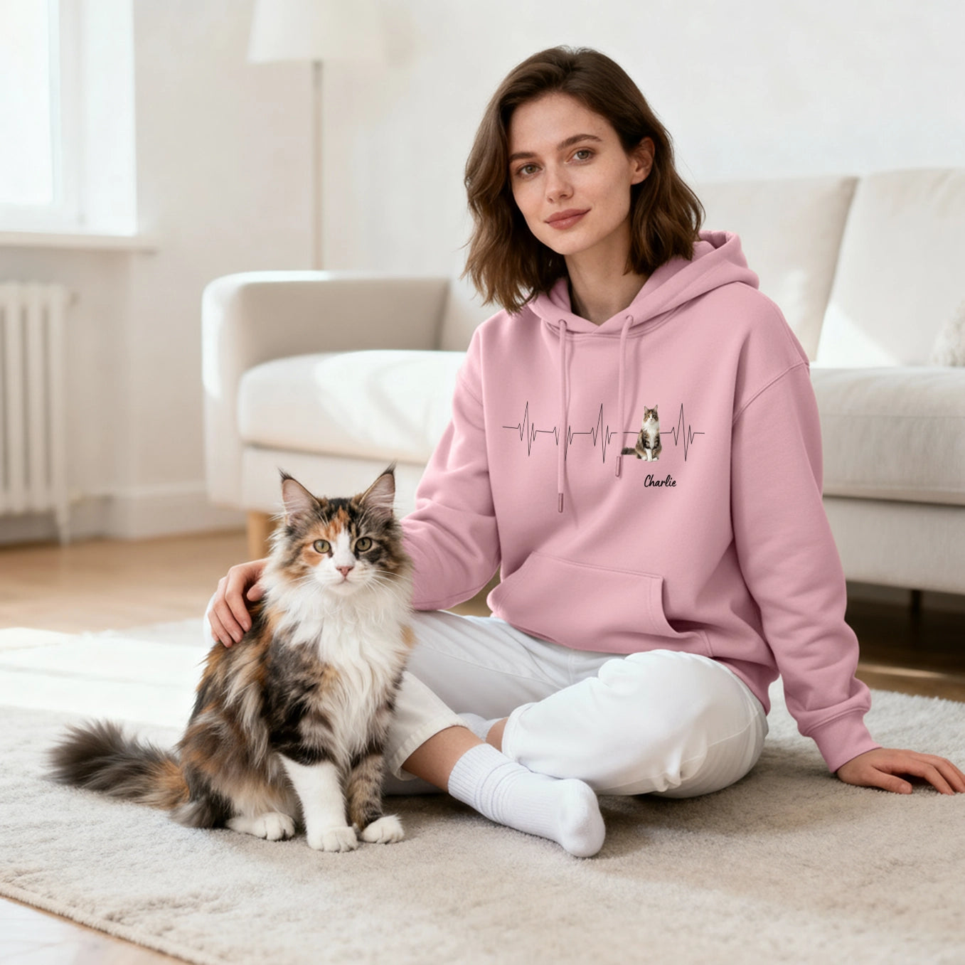 Personalized Hoodie "Heartbeat Cat Photo"