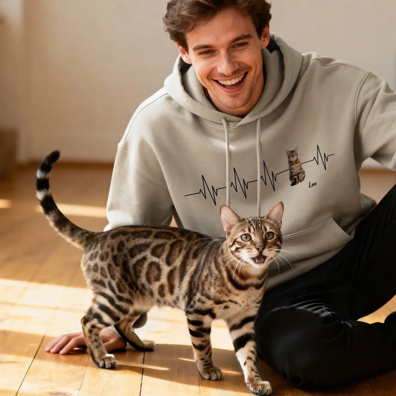 Personalized Hoodie "Heartbeat Cat Photo"