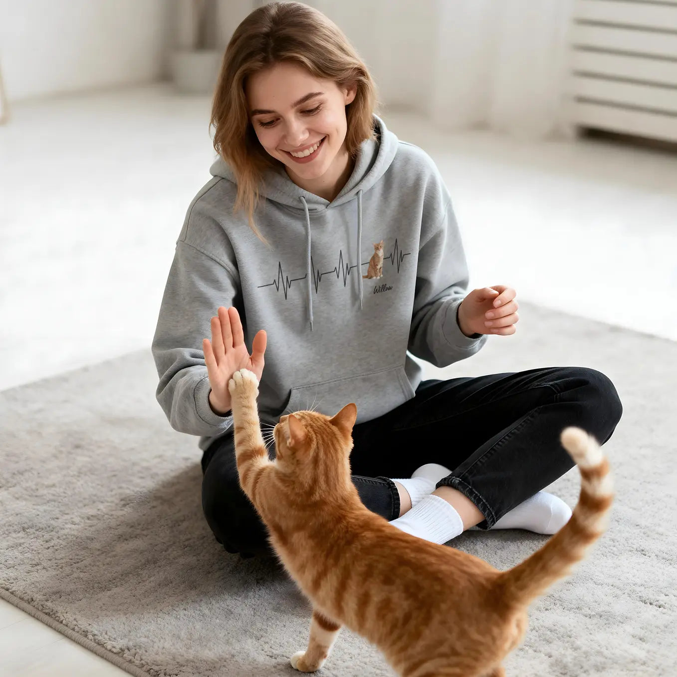 Personalized Hoodie "Heartbeat Cat Photo"