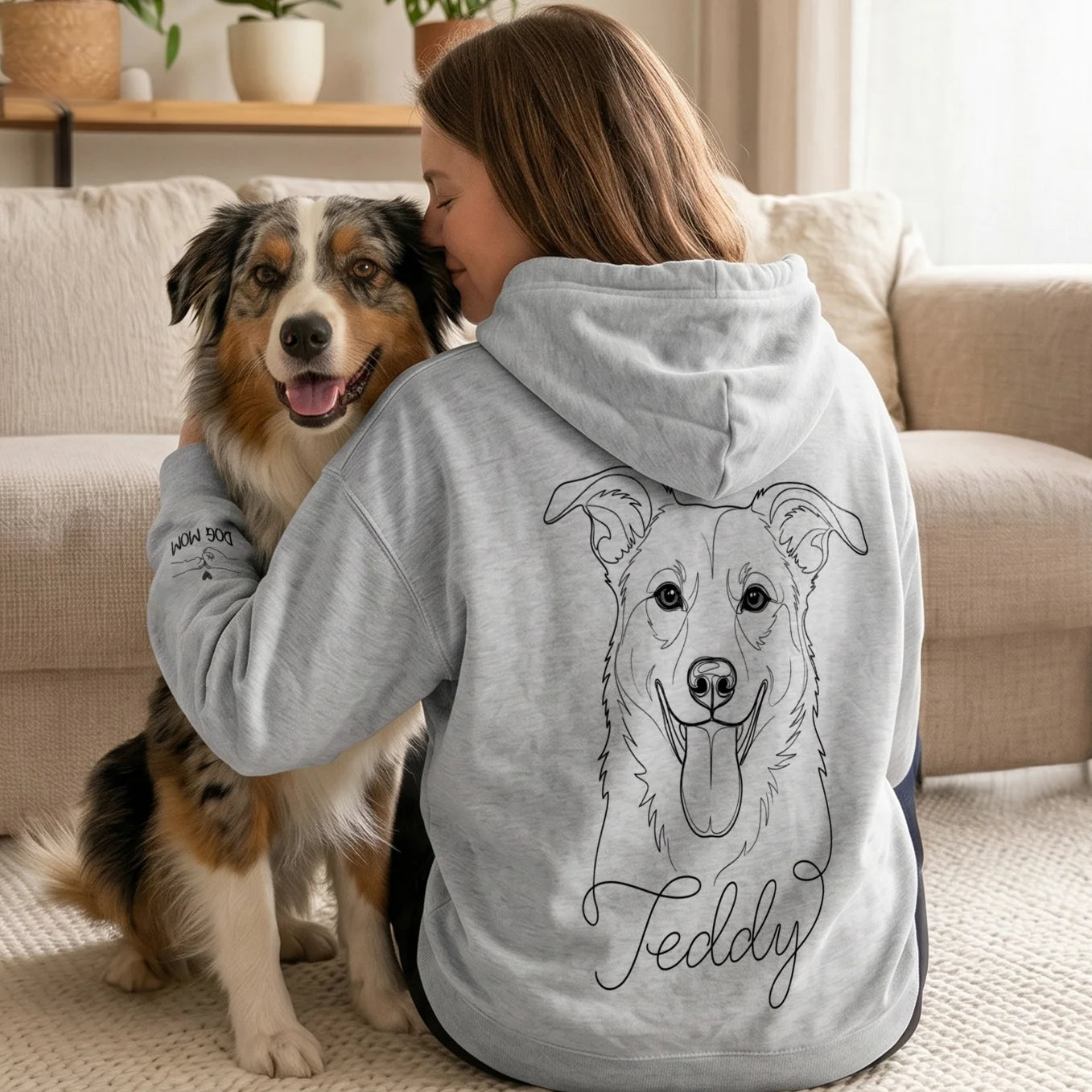 Personalized "Dog Mom" Hoodie with Sleeve Print