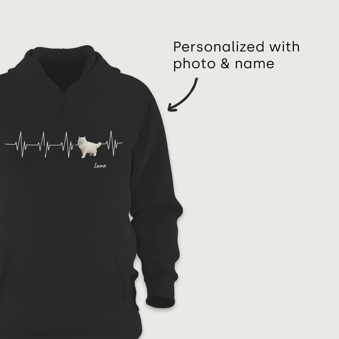 Personalized Hoodie "Heartbeat Cat Photo"
