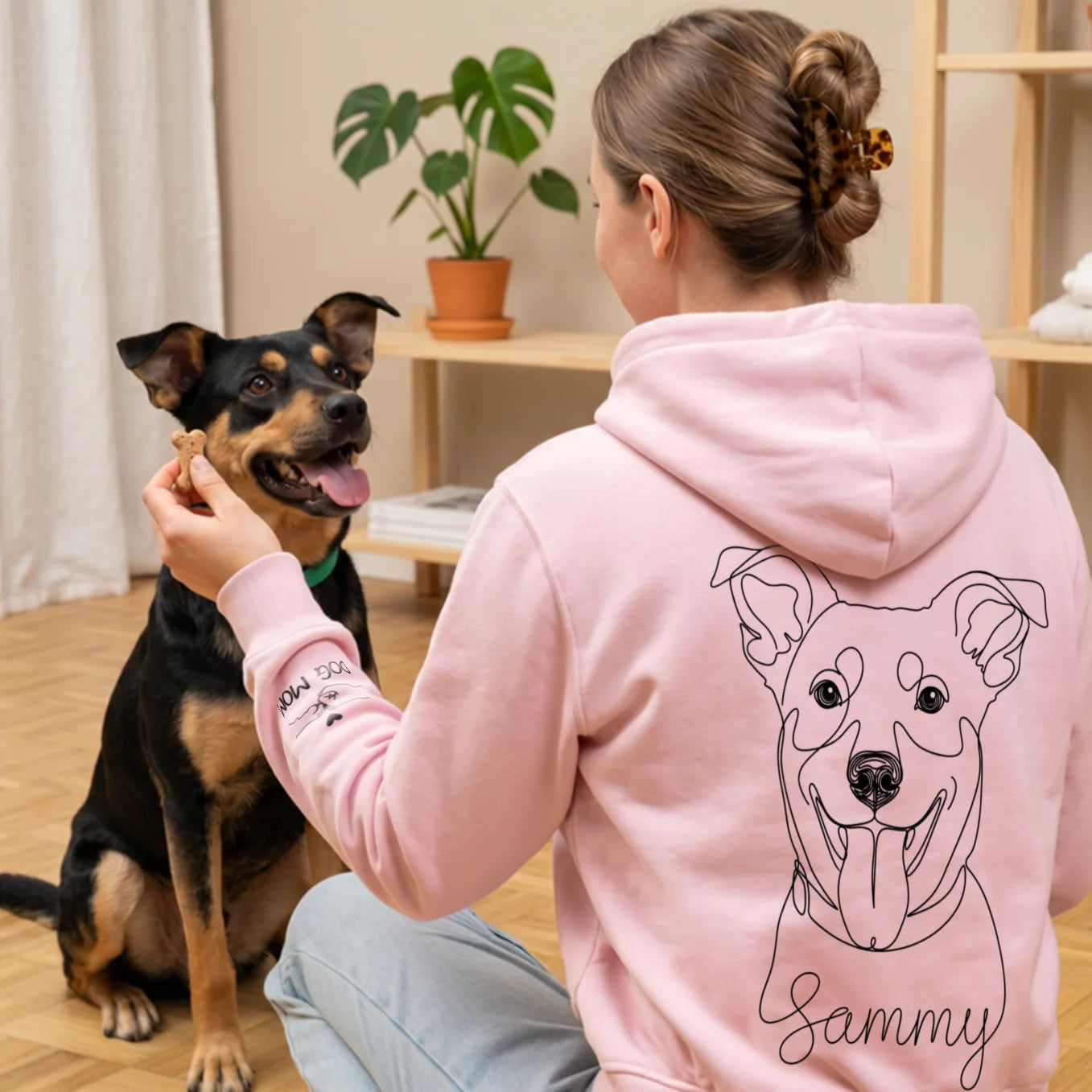 Personalized "Dog Mom" Hoodie with Sleeve Print