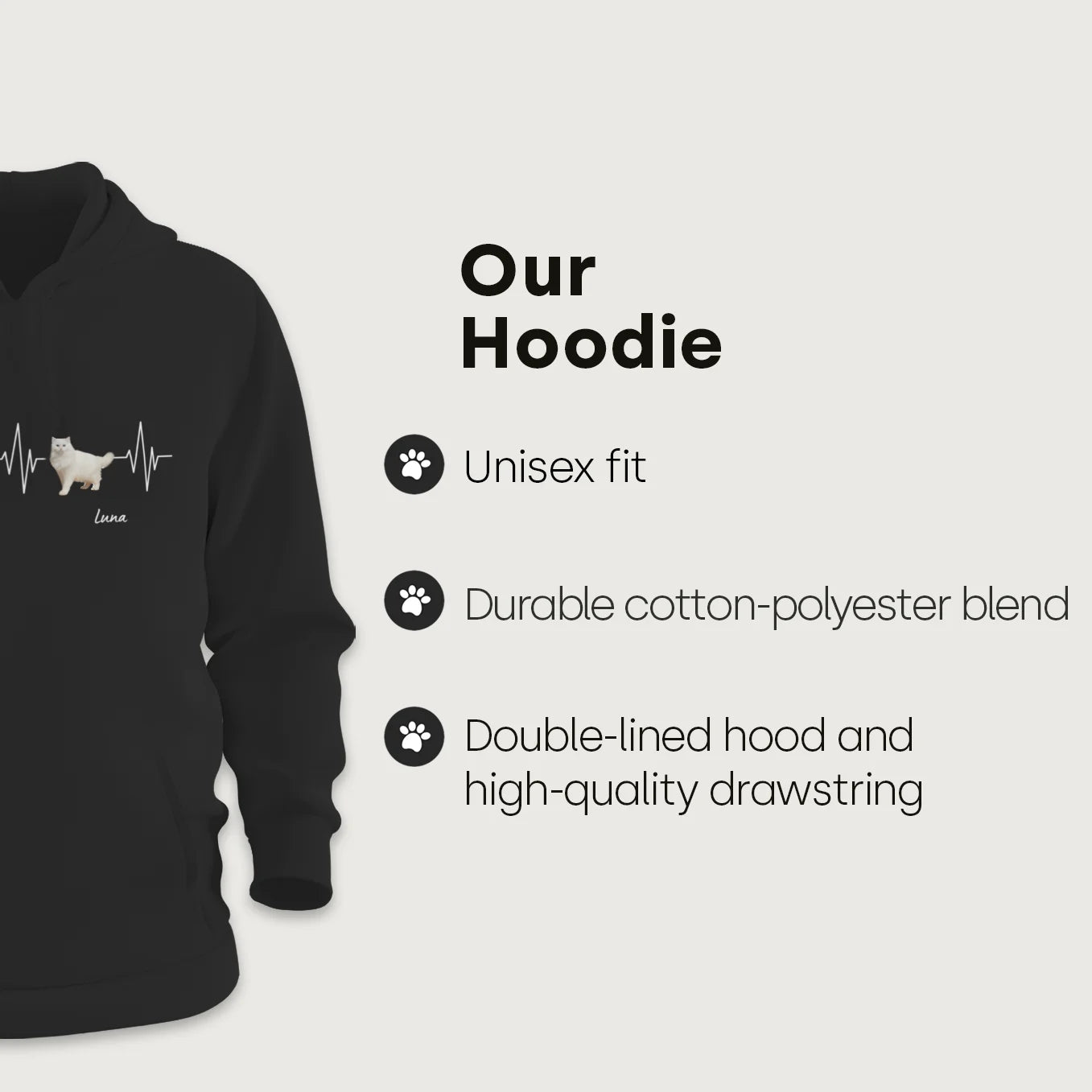 Personalized Hoodie "Heartbeat Cat Photo"