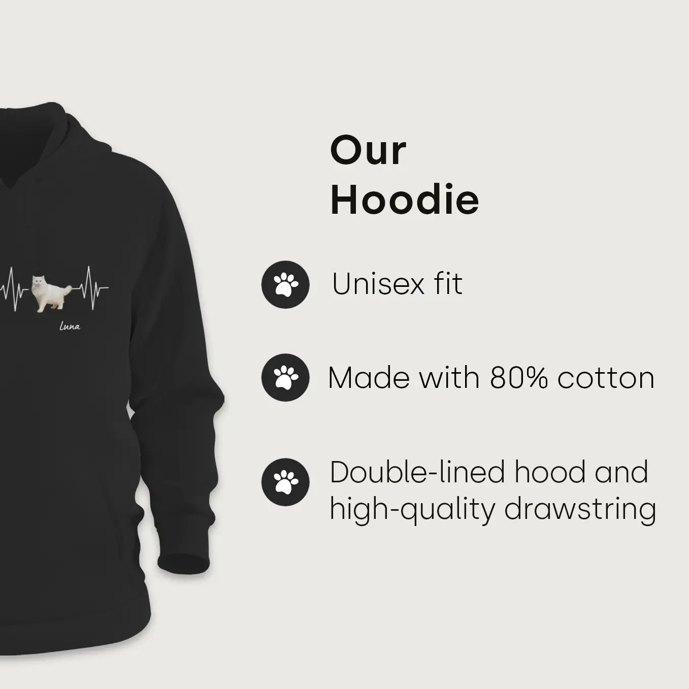 Personalized Hoodie "Heartbeat Cat Photo"
