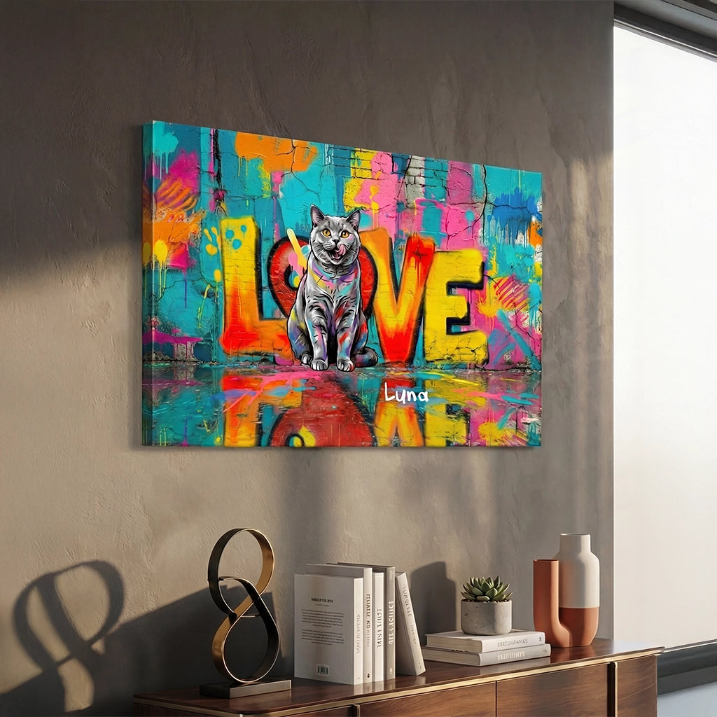 Personalized Canvas "LOVE" Cat