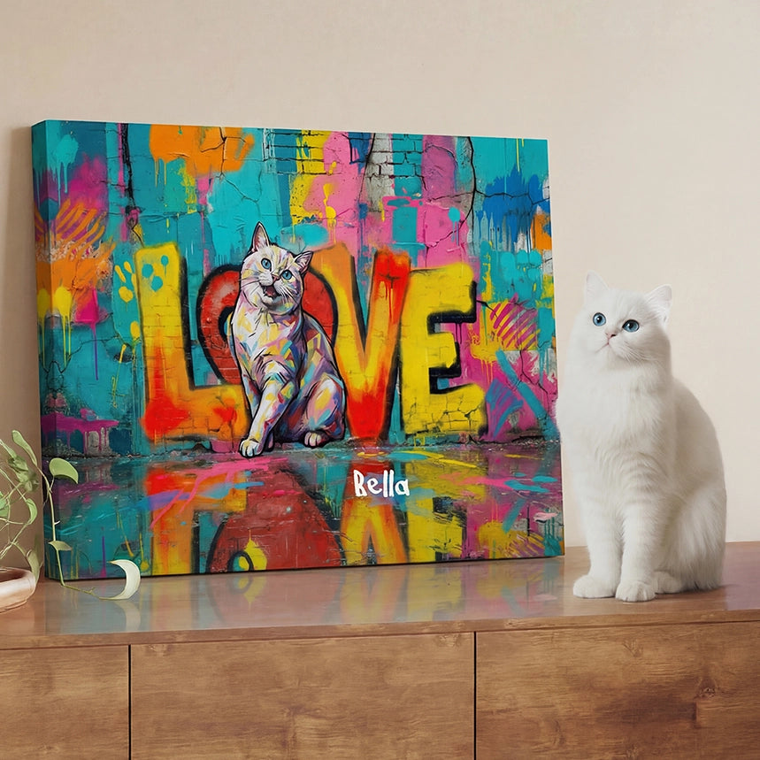Personalized Canvas "LOVE" Cat