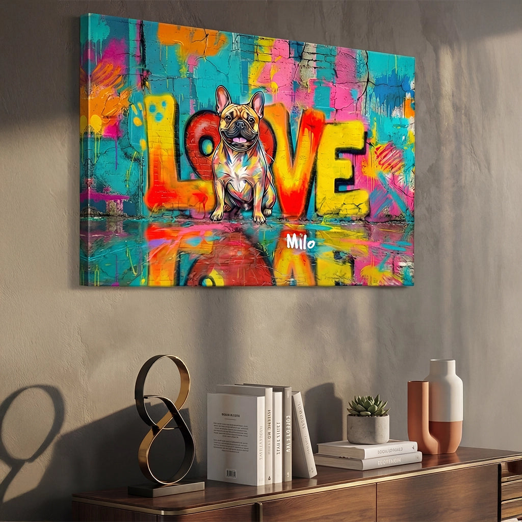 Personalized Canvas "LOVE" Dog