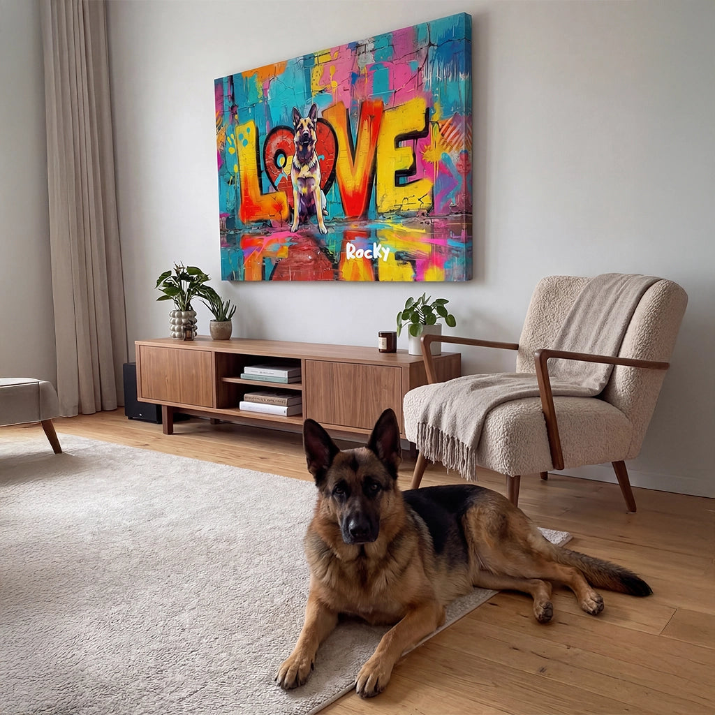 Personalized Canvas "LOVE" Dog