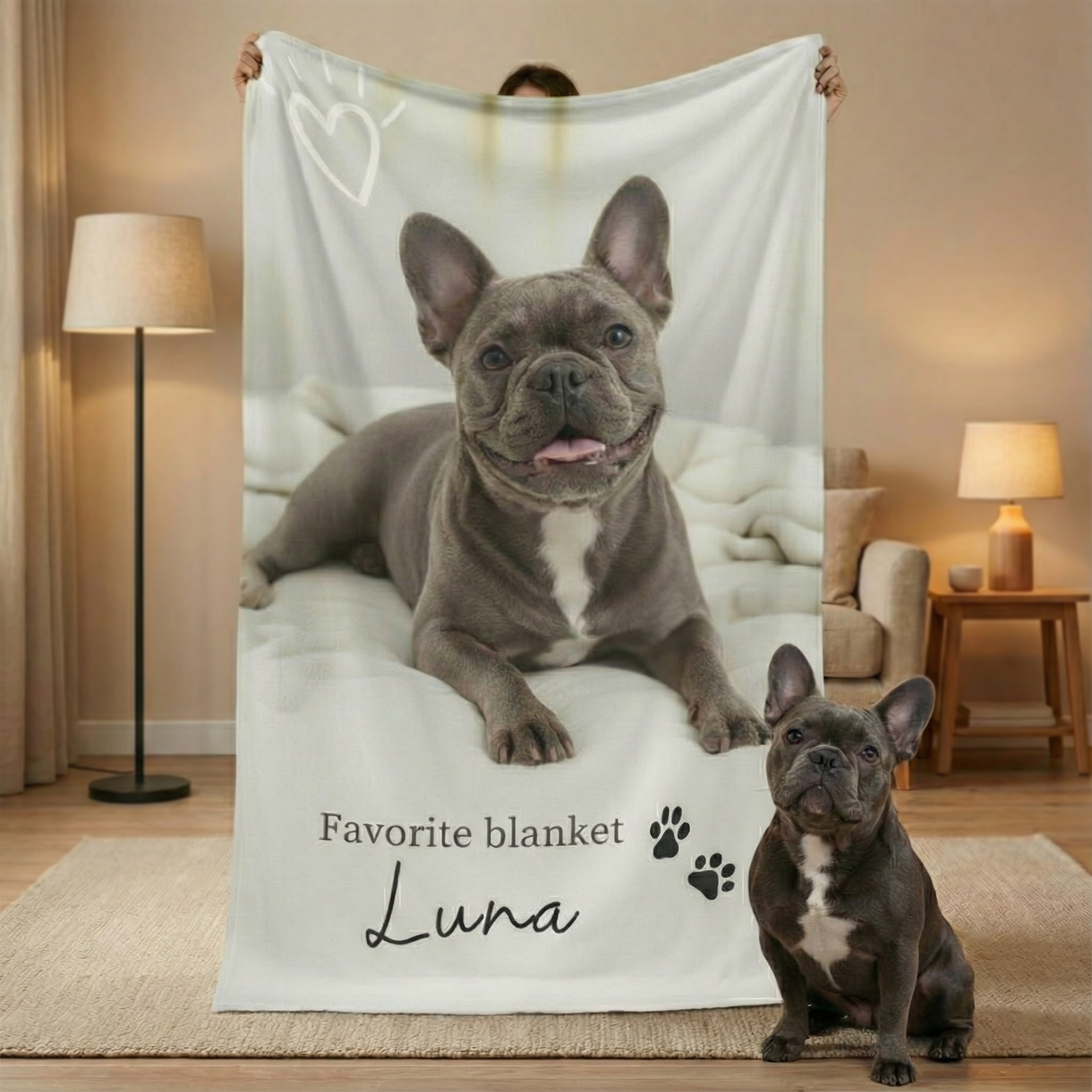 Personalized Plush Blanket "Pet Photo & Text"