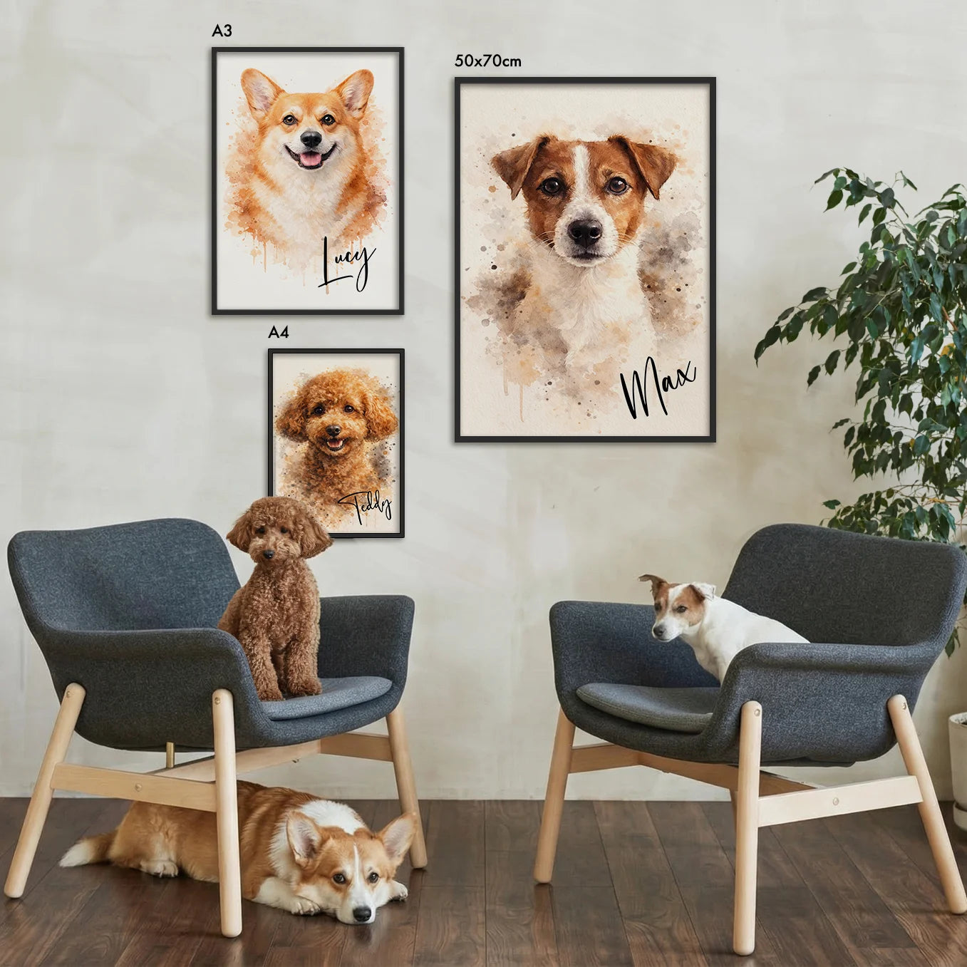 Personalized Dog Portrait "Watercolor"