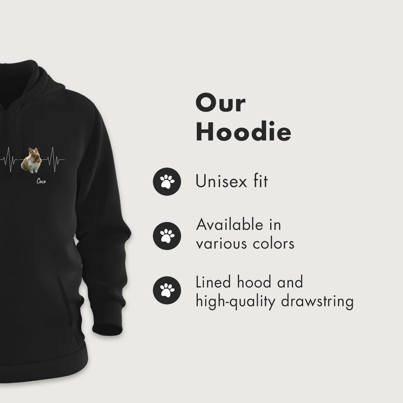Personalized Hoodie "Heartbeat Bunny"