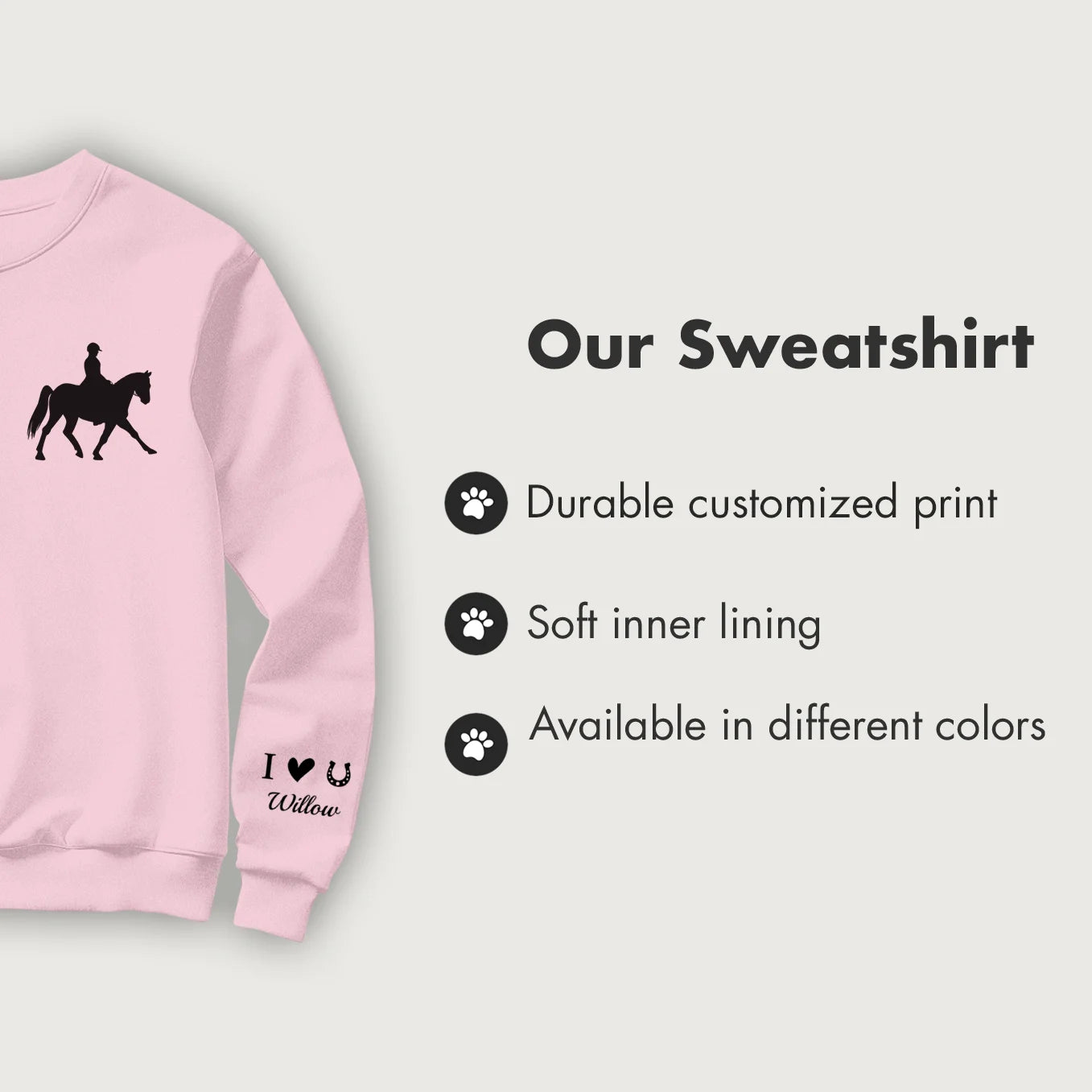 Personalized Sweater "Horse" with Sleeve Print