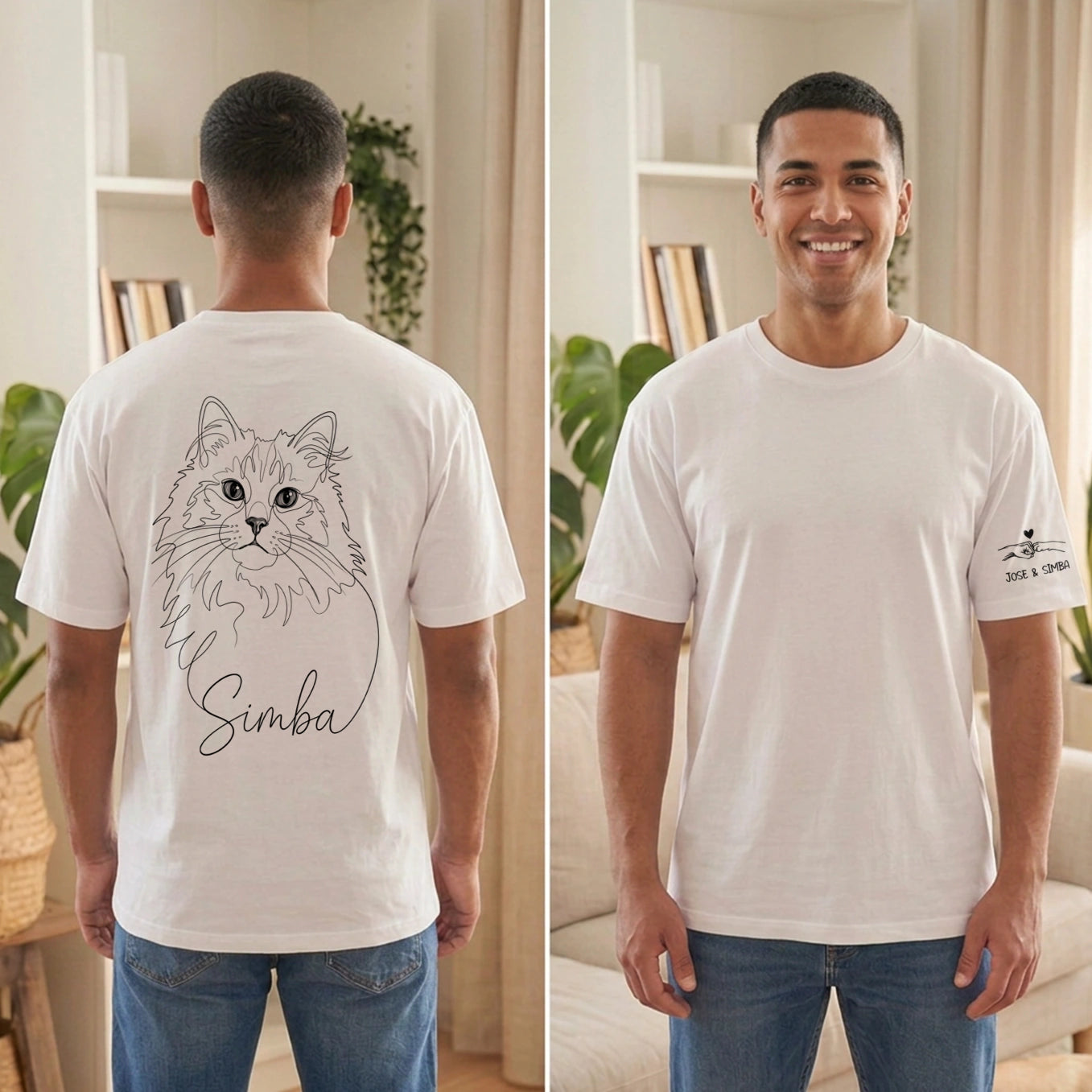 Personalized Shirt "Cat Dad" with Sleeve Print