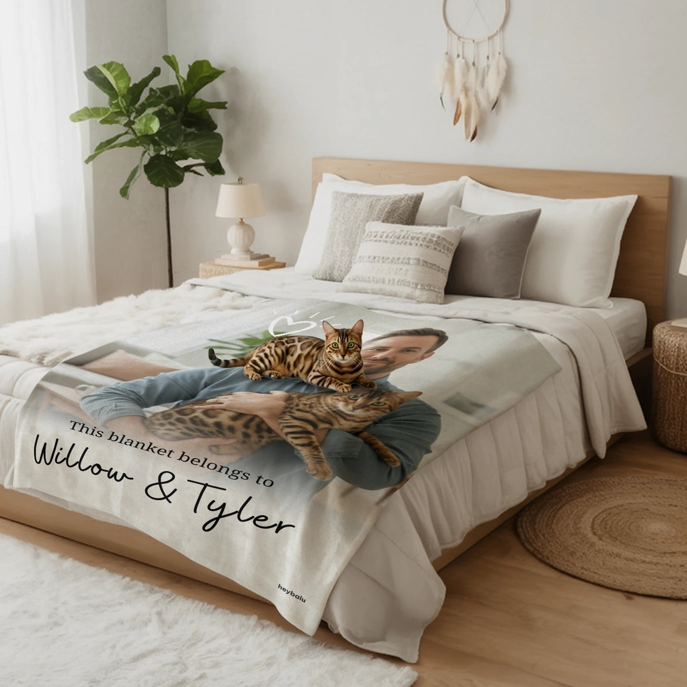 Personalized Cuddle Blanket "Cat Photo & Text"