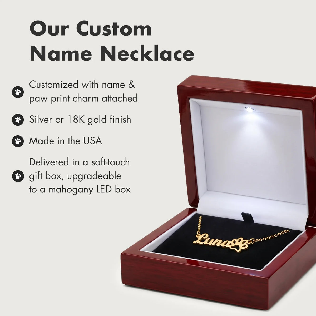Personalized Necklace "Name with Paw"