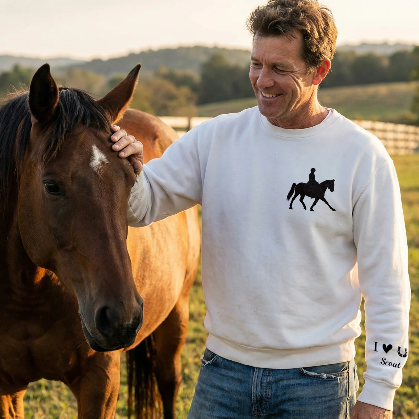 Personalized Sweater "Horse" with Sleeve Print