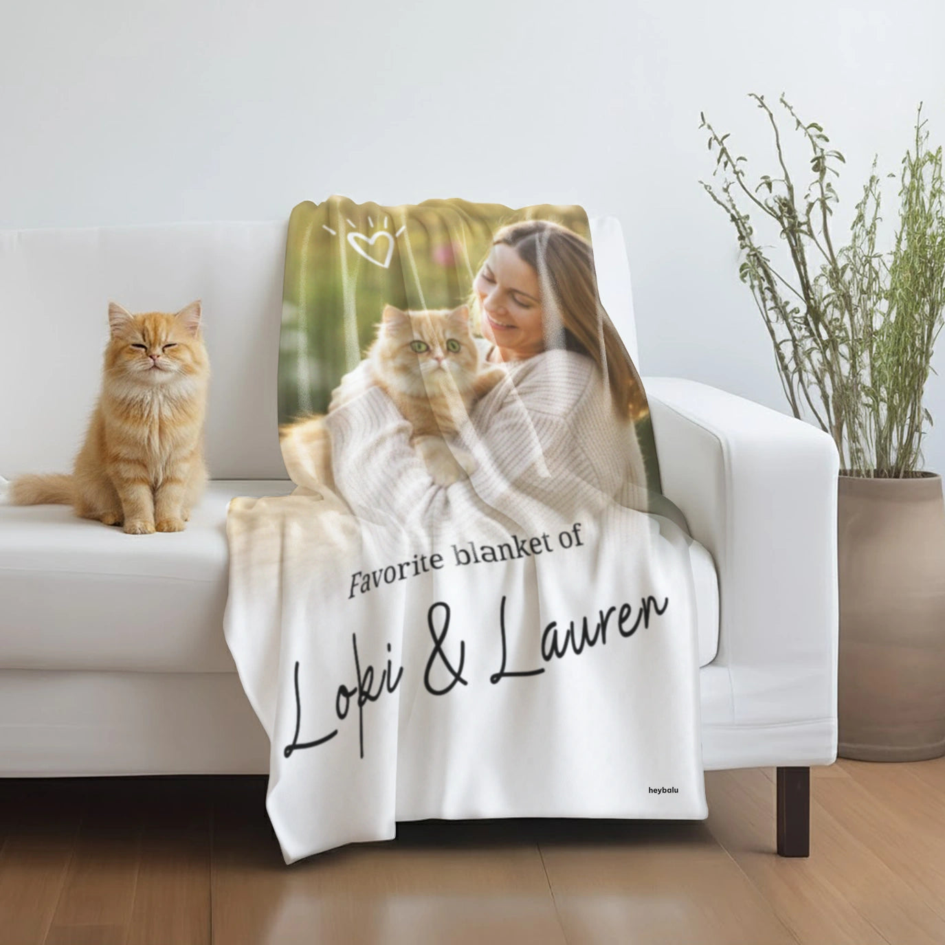 Personalized Cuddle Blanket "Cat Photo & Text"