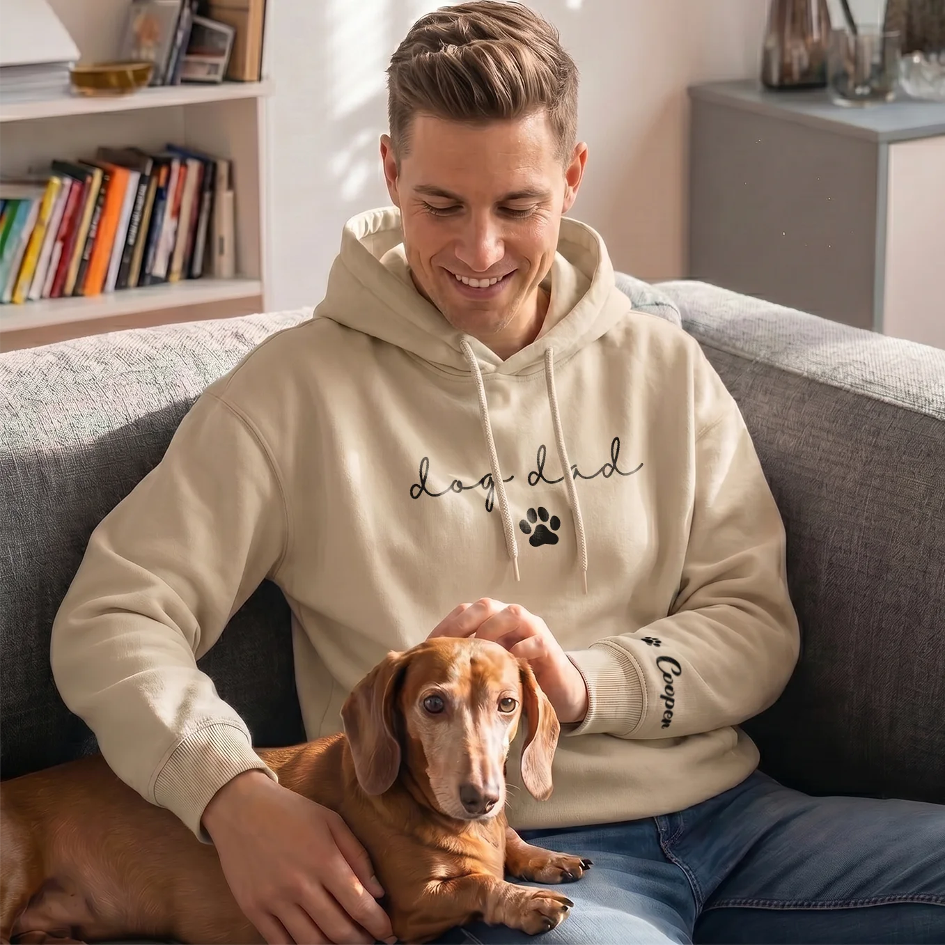 Personalized Hoodie "Dog Dad" with Sleeve Print