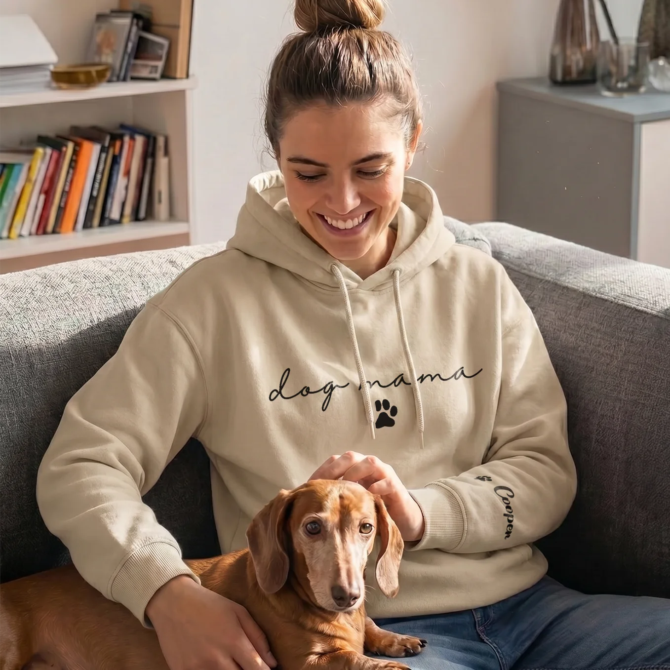 Personalized Hoodie "Dog Mama" with Sleeve Print