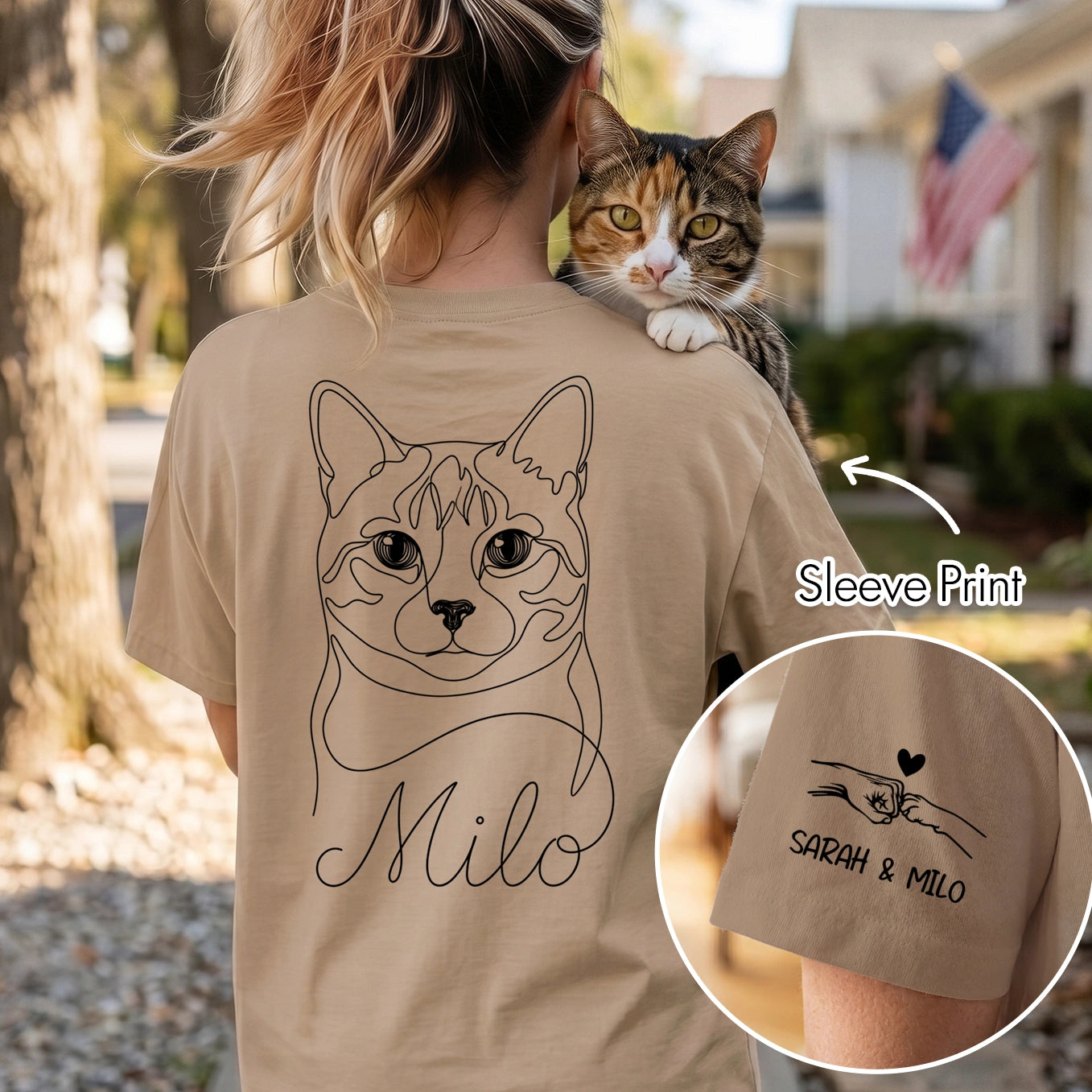 Personalized Oversized Shirt "Cat Mom" with Sleeve Print