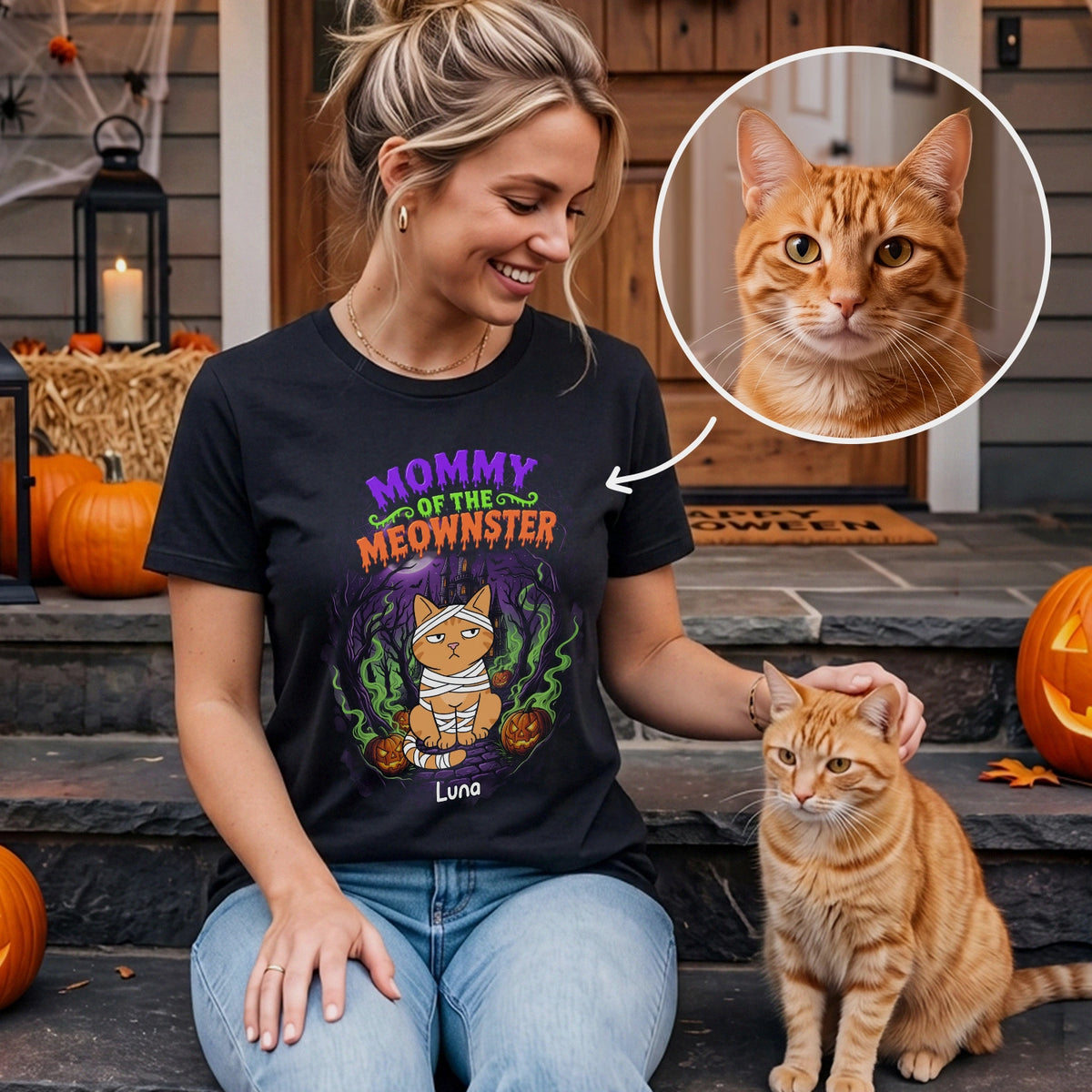 Personalisiertes T-Shirt "Spooky Cat Mom" – personalisiertes Geschenk