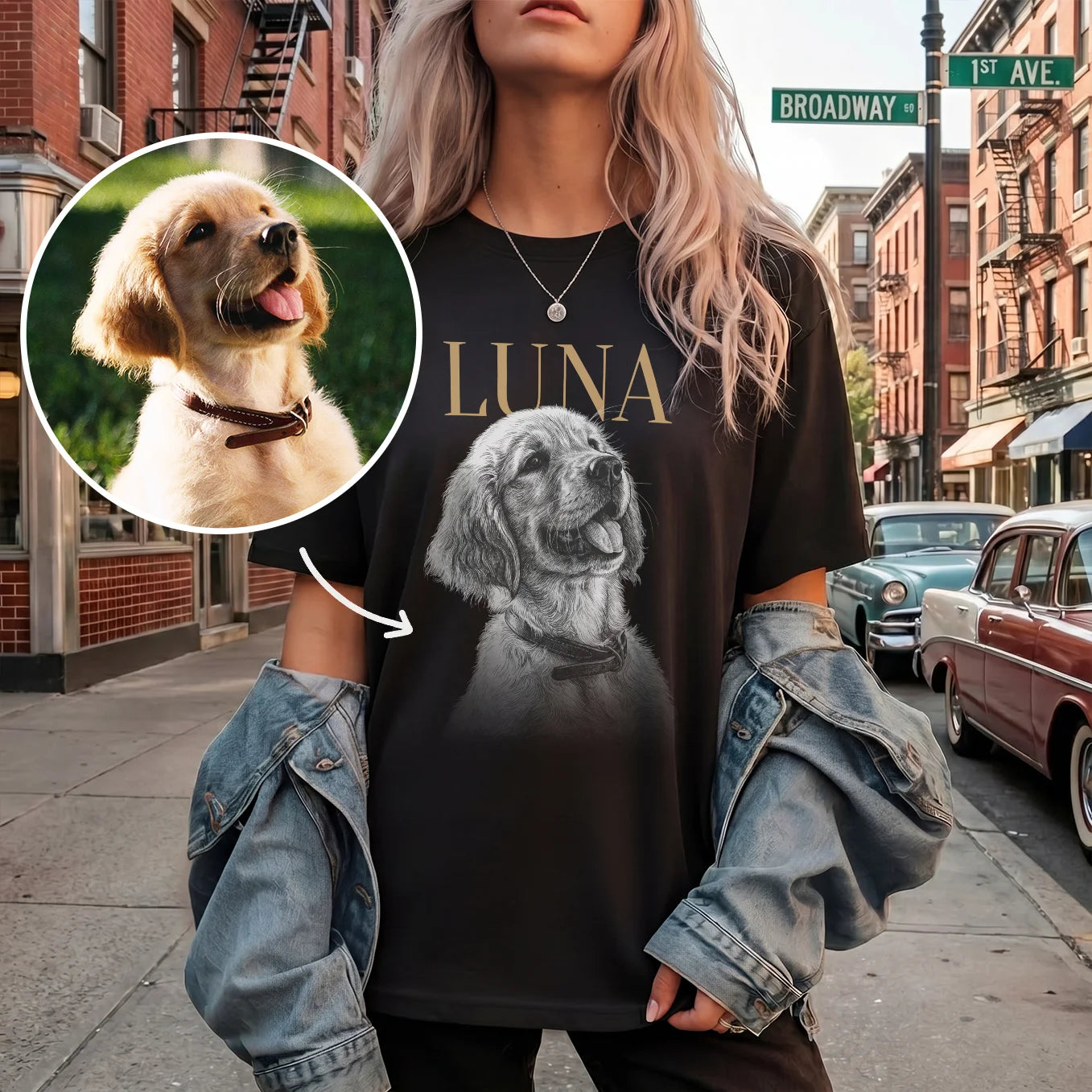 Personalized Oversized Pet T-Shirt "Retro"