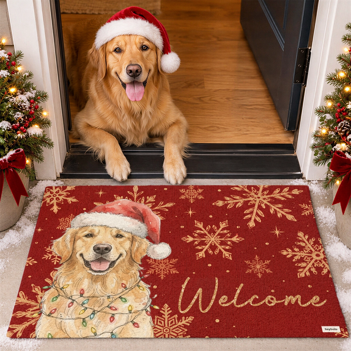 Personalized Doormat "Watercolor Pet Christmas"