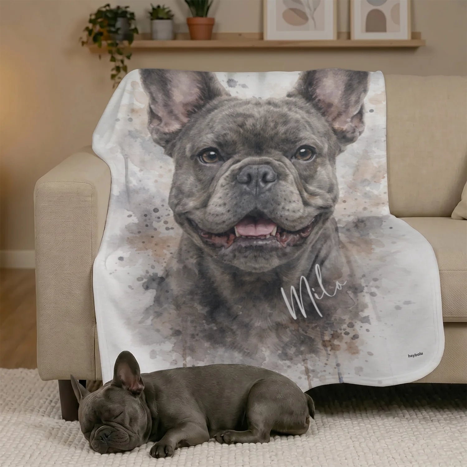 (US) Personalisierte Decke "Wasserfarben Hund"